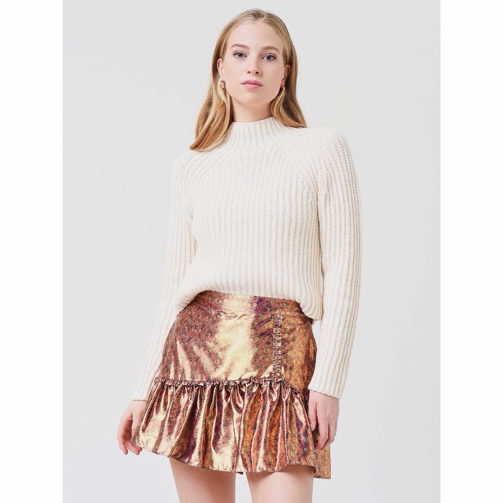 Vince Off-White Raglan Sleeve Mock Neck Sweater